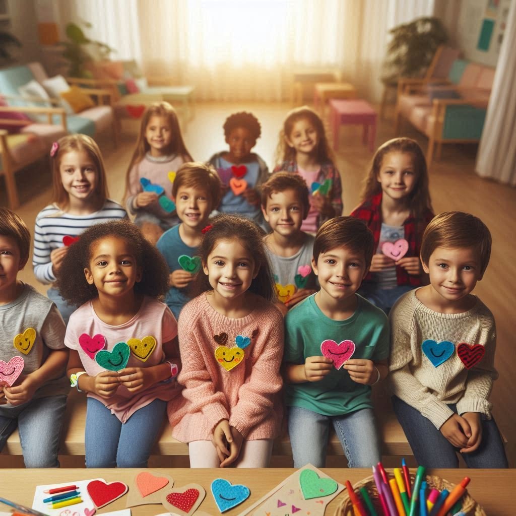 Smiling children holding colorful patches with uplifting messages on National Patch Day