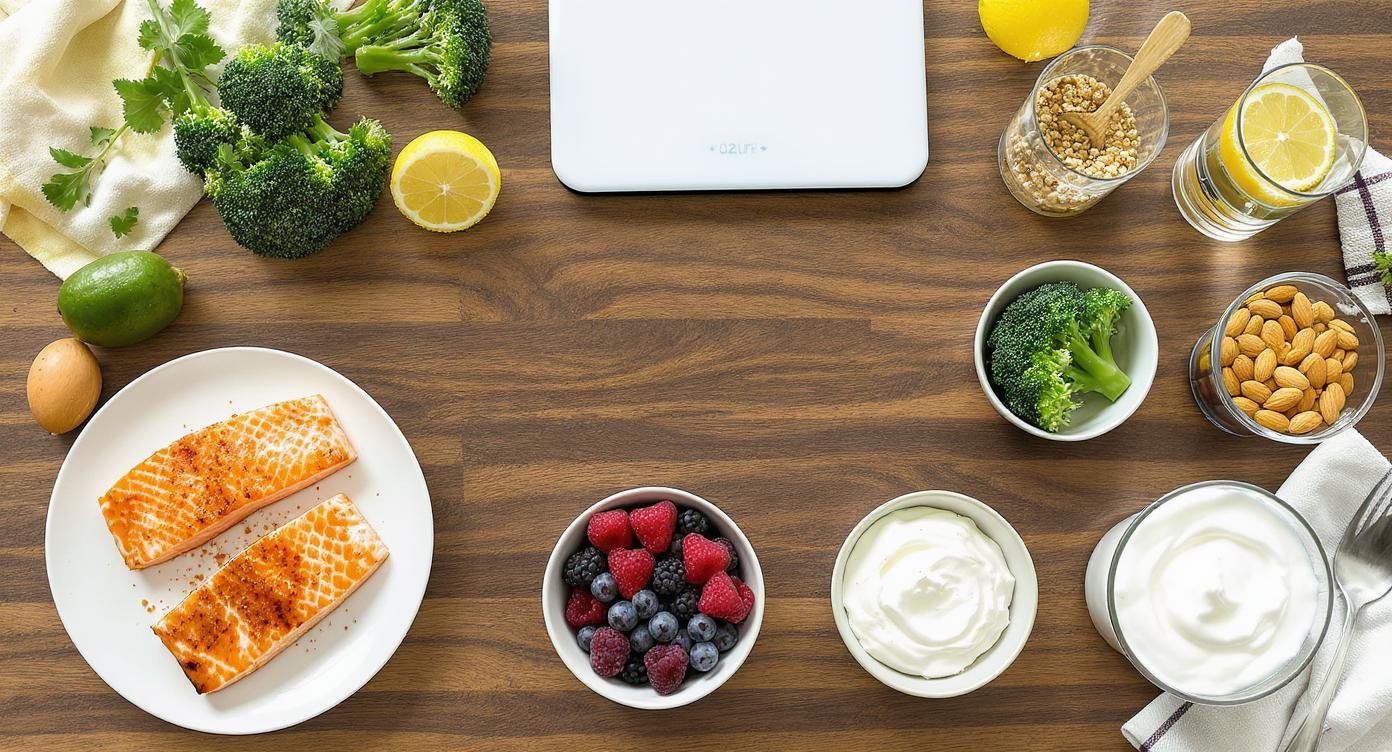 Dieting and Diabetes food flat lay with healthy diabetic-friendly meals
