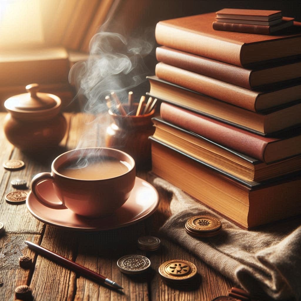 A cozy reading setup with books and coffee, featured image for the book page on Wiwi.live dedicated to reviews, author news, and literary insights.