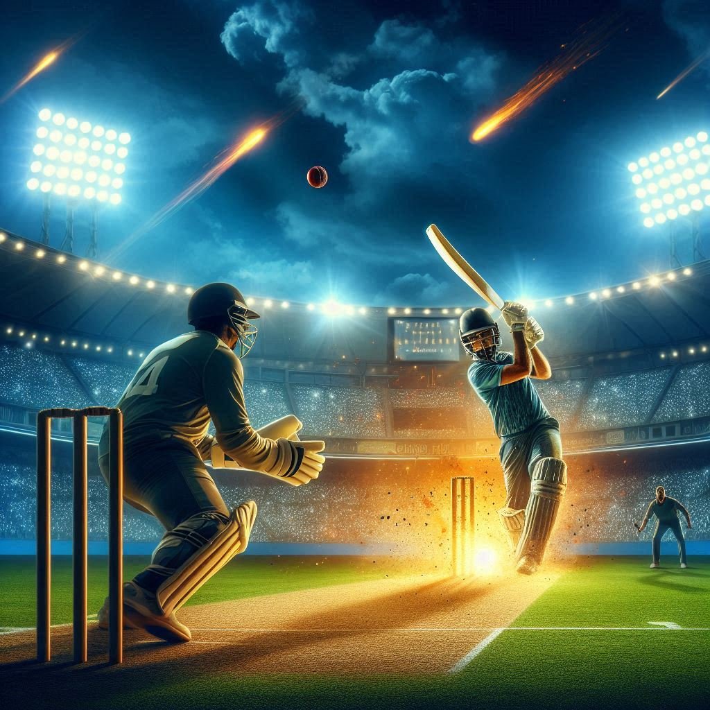 High-energy cricket match moment