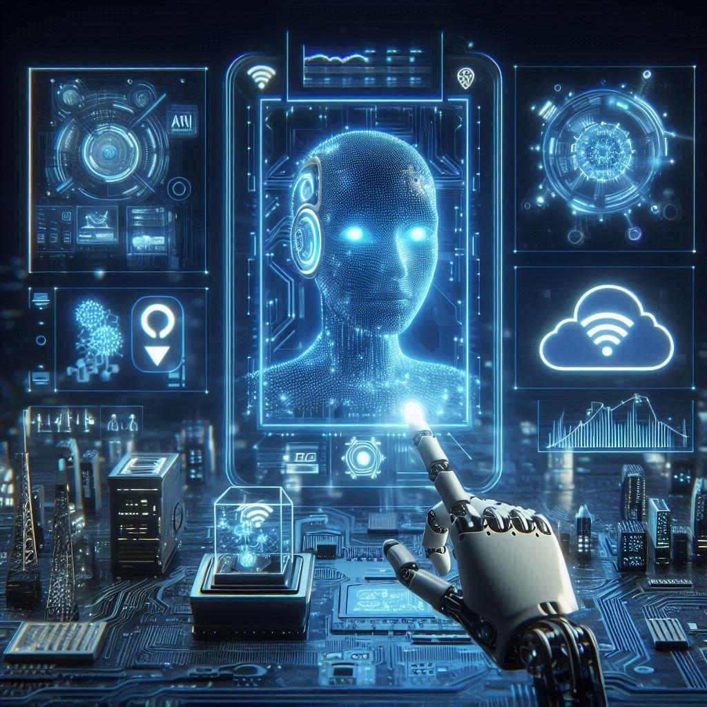 Futuristic digital interface and AI elements for the Tech Latest News page on Wiwi.live