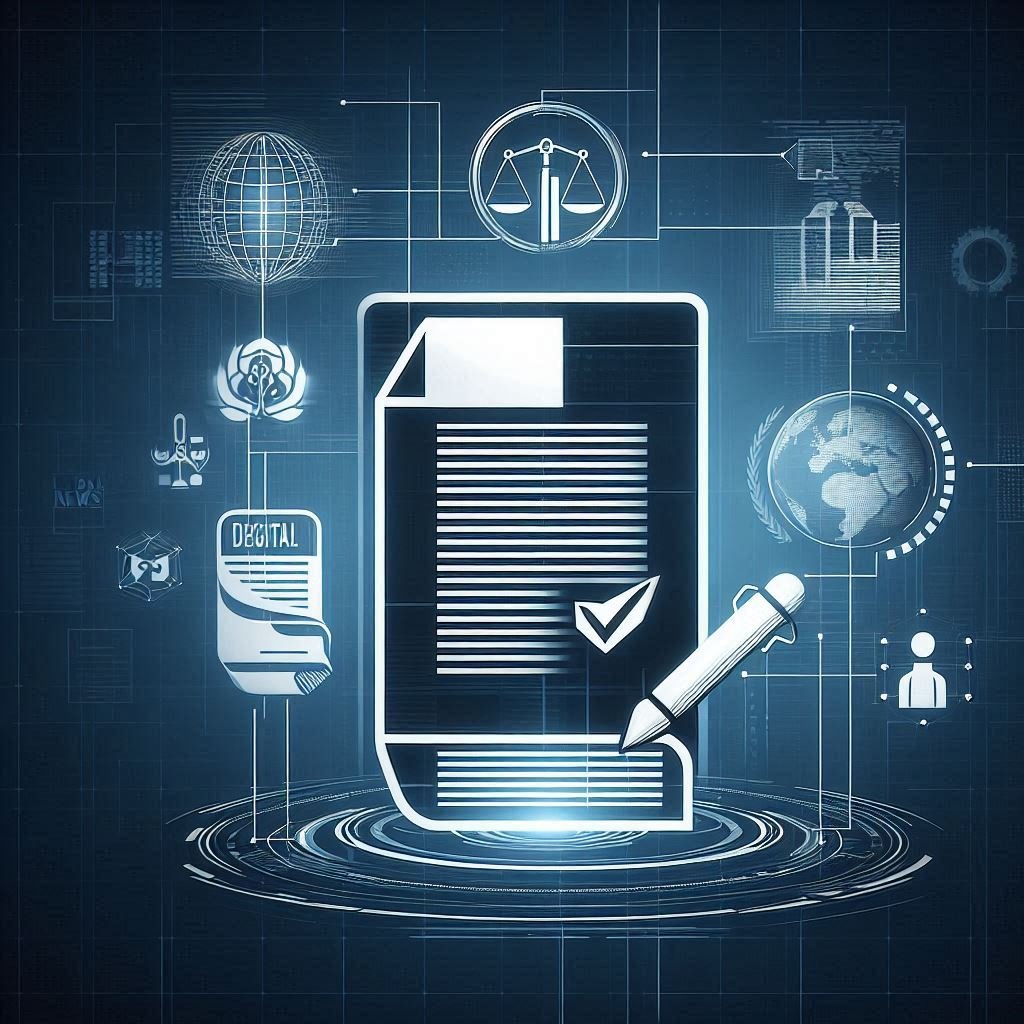 Illustration of a digital disclaimer document with a legal icon and global news background, representing the disclaimer page of Wiwi.live.